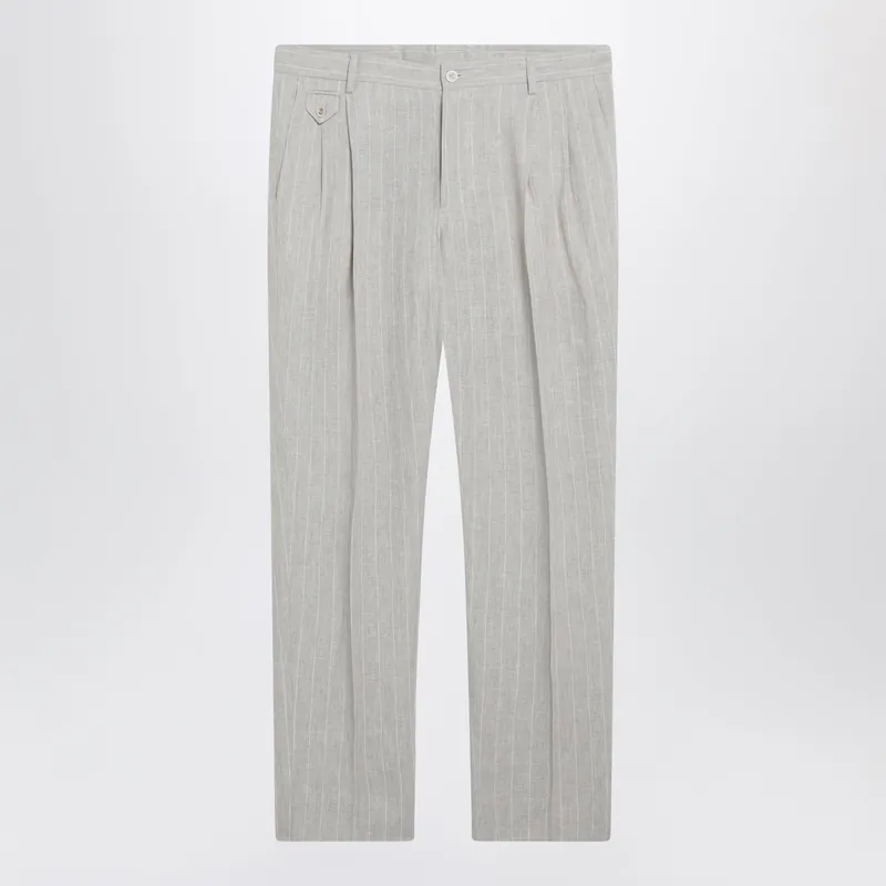Pinstripe Linen Tailored Trousers - Dolce & Gabbana