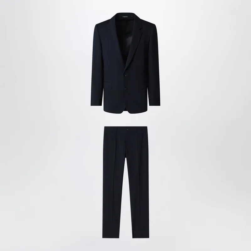 Blue Stretch Wool Single-Breasted Suit