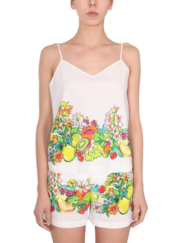 Flower And Fruit Print Top - Moschino