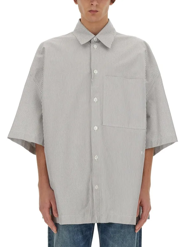 Striped Overshirt With "Bv" Embroidery - Bottega Veneta