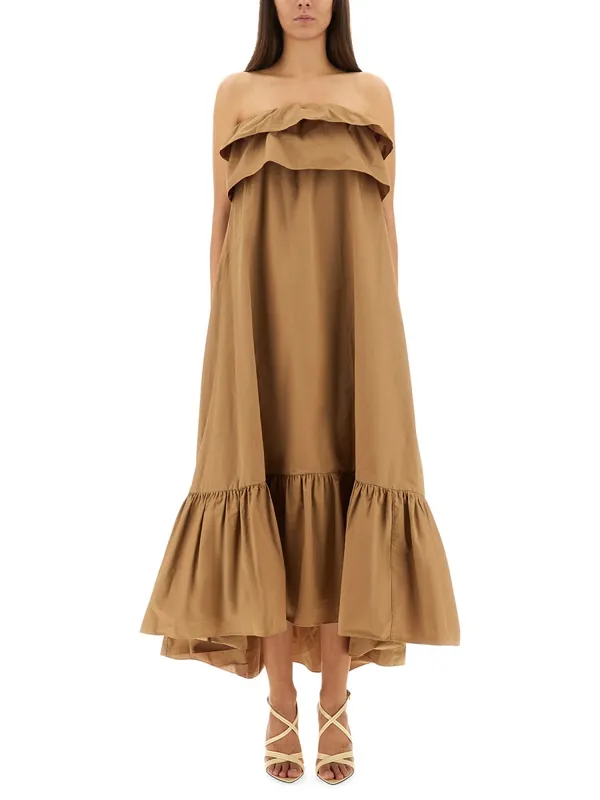 Cotton Twill Ruffle Dress - Saint Laurent