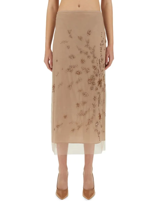Tulle Skirt With Embroidery - Fendi