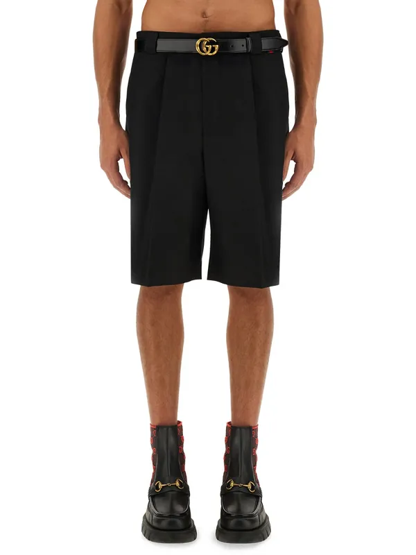 Wool Blend Twill Shorts - Gucci