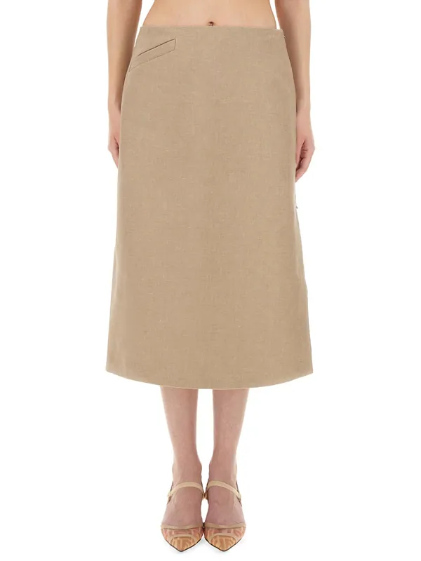 Waxed Linen Skirt - Fendi