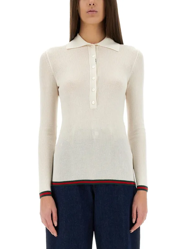 Cashmere And Silk Polo Shirt - Gucci
