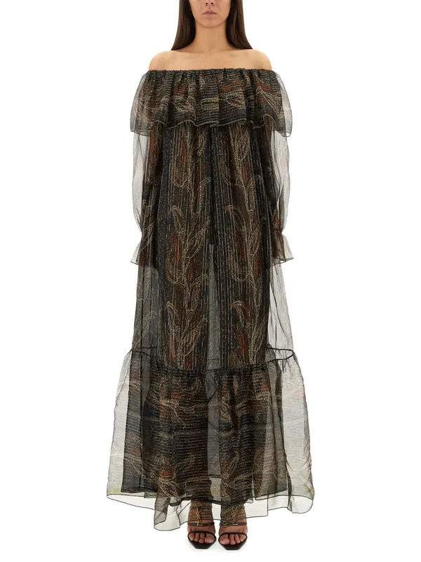 Silk Lurex Creponne Dress - Saint Laurent