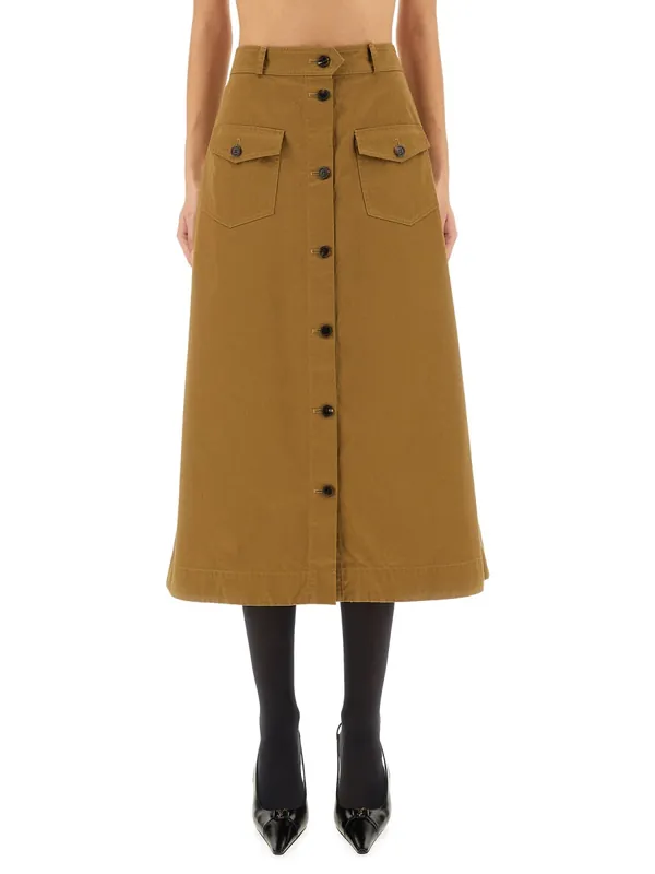 Midi Skirt With Buttons - Saint Laurent