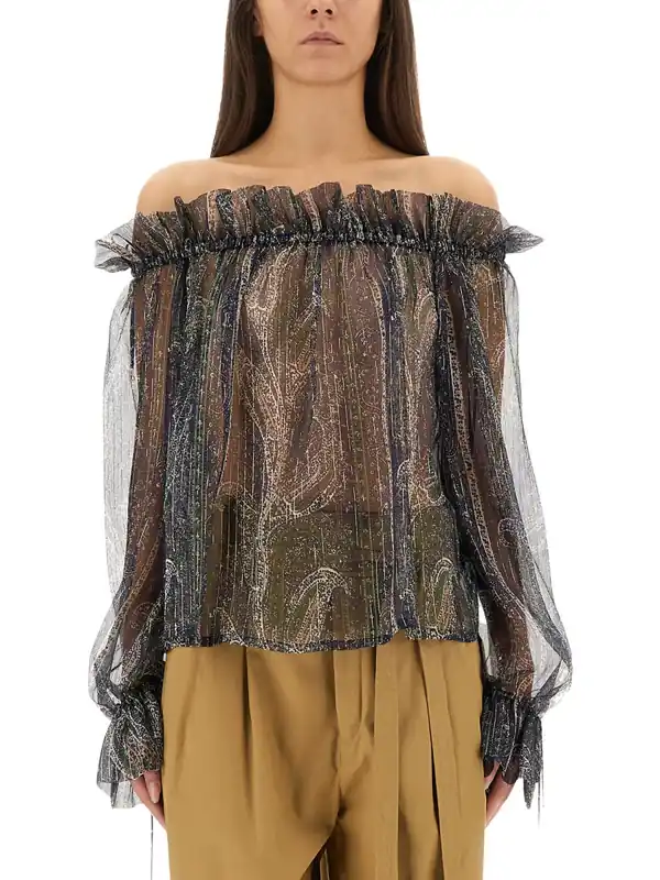 Lurex Silk Creponne Top - Saint Laurent
