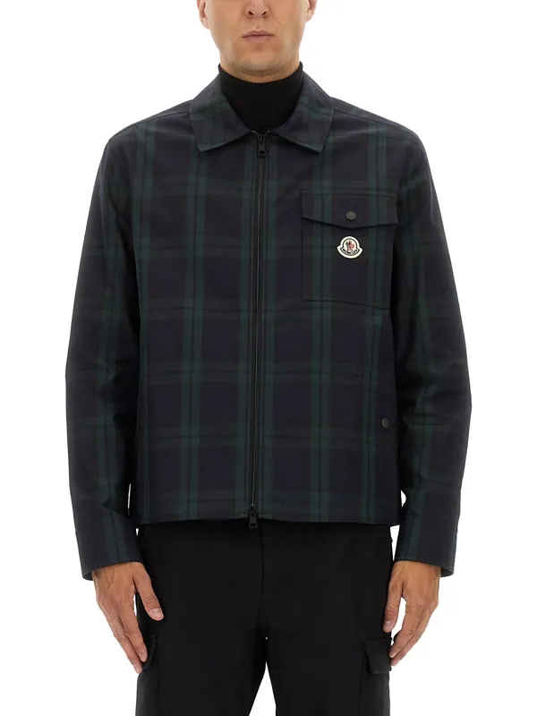 Checked Cotton Gabarine Shirt Jacket - Moncler