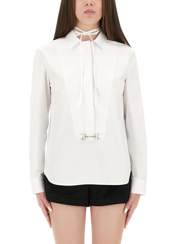 Cotton Poplin Shirt With Clamp - Gucci