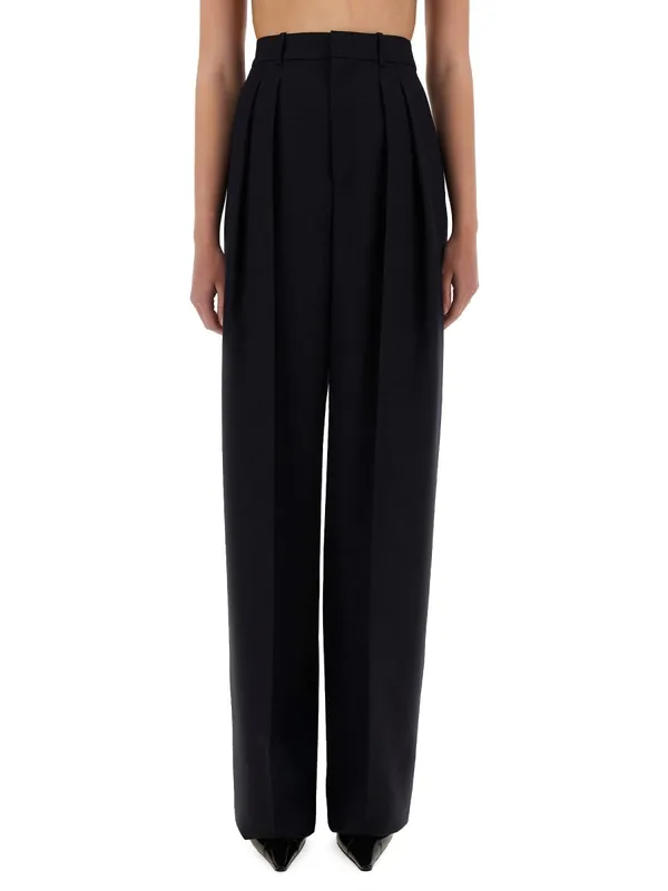 Wide-Leg Pants In Grain De Poudre
