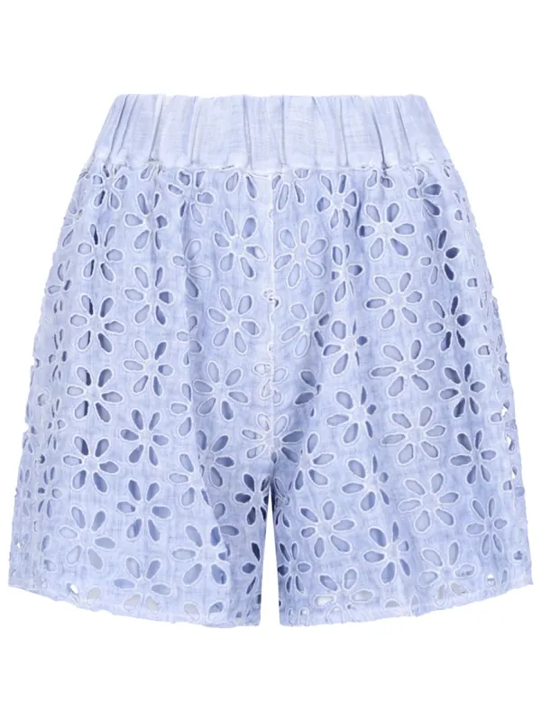 Shorts Con Motivo Traforato - 120% Lino