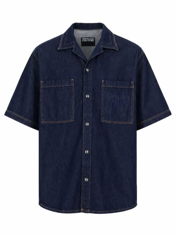Camicia In Denim Con Logo - Versace