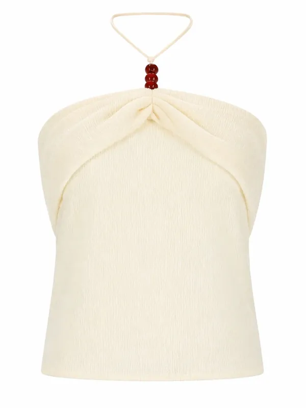 Top "Halterneck" Drappeggiato Con Perline - Magda Butrym