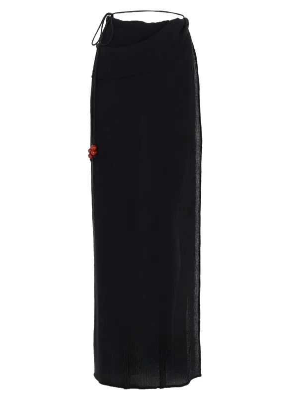 Gonna Lunga "Wrap" Drappeggiata Con Perline - Magda Butrym