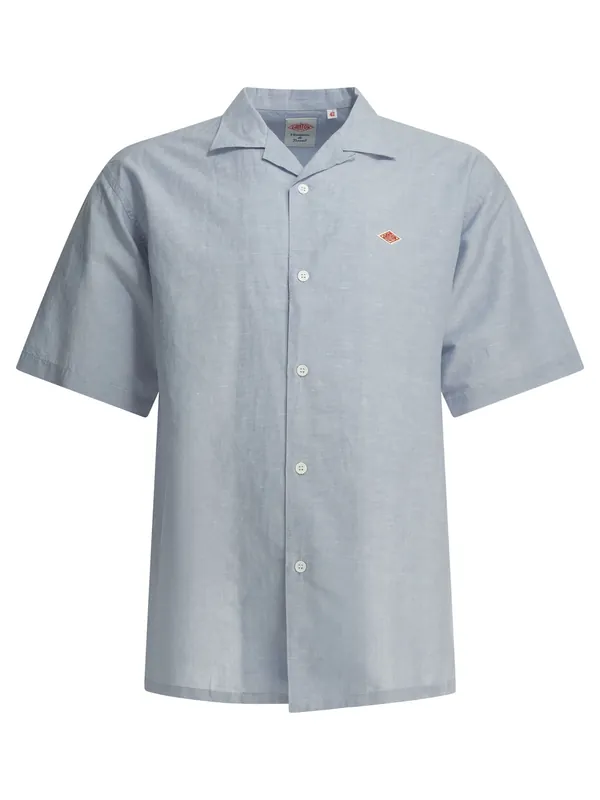 Casual Cotton Linen Shirt Shirts Light Blue - Danton