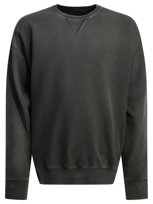 Crewneck Sweatshirt With Logo Sweatshirts Black - Maison Margiela