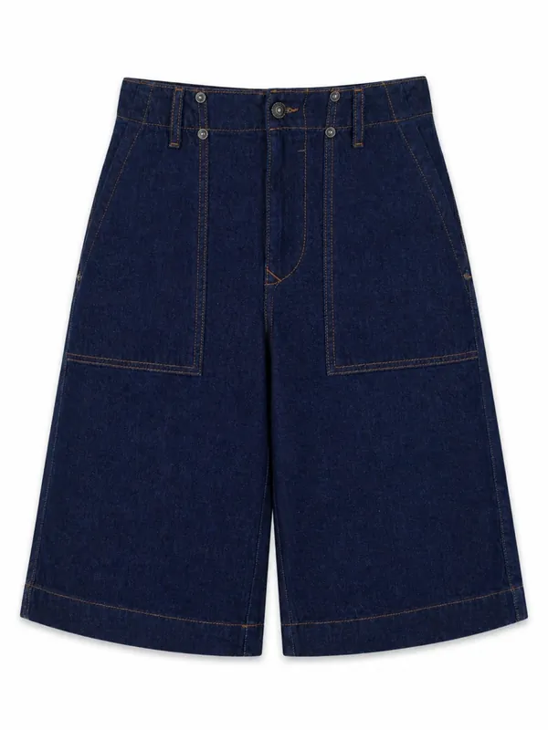Shorts In Denim Di Cotone - Versace