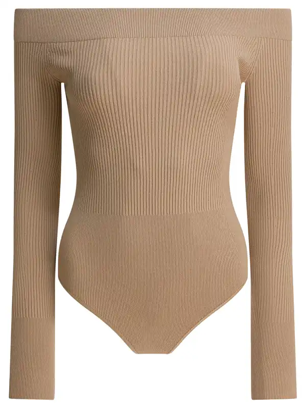 Body Off-Shoulder Tops Beige