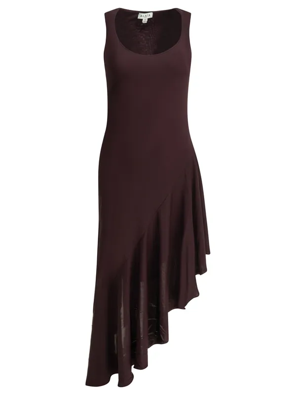 Asymmetrical Midi Dress Dresses Bordeaux - Alaïa