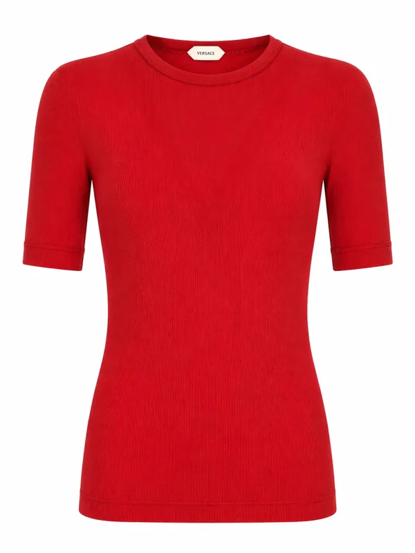 T-Shirt In Lana A Coste Con Ricamo