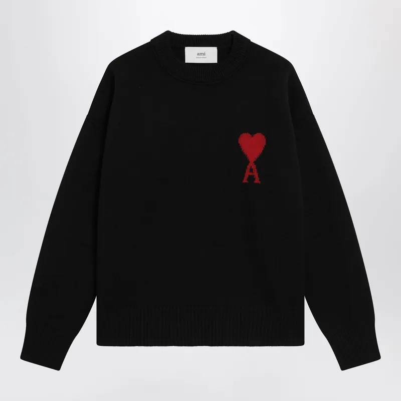 Black Ami De Coeur Virgin Wool Sweater - Ami Paris