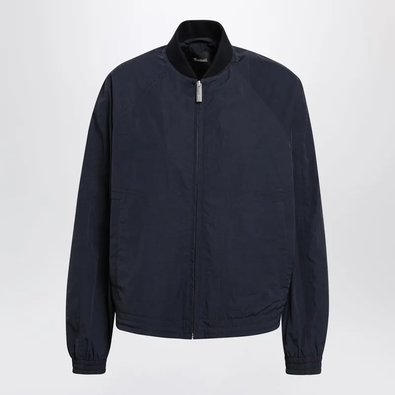 Blue Zip-Up Nylon Jacket