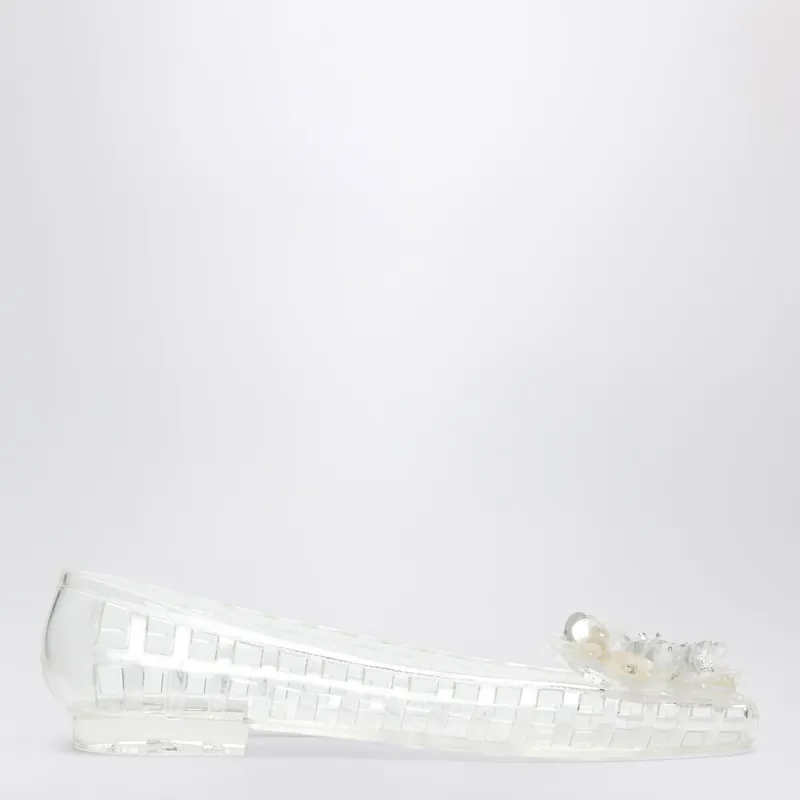 Transparent Bloomi Ballet Flats In Pvc With Beaded Flowers - Heavenly Jelly