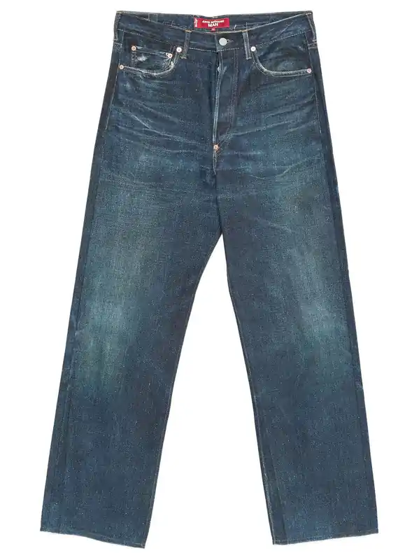 Faded-Effect Straight-Leg Jeans