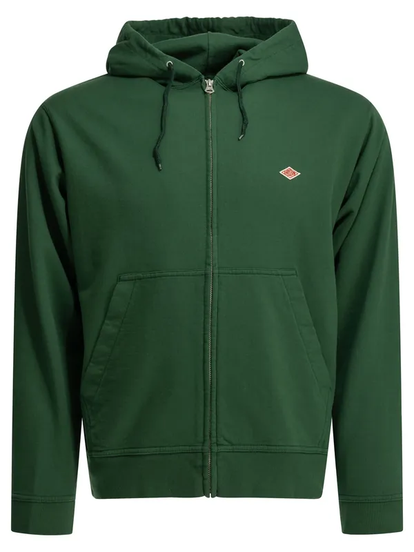 Zipper Hoodie Sweatshirts Green - Danton