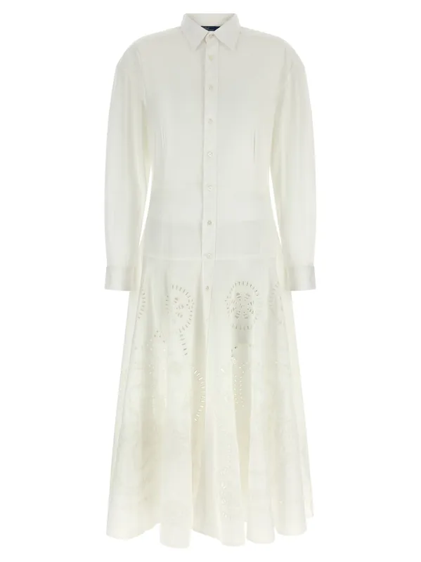 Openwork Embroidery Dress Dresses White - Polo Ralph Lauren