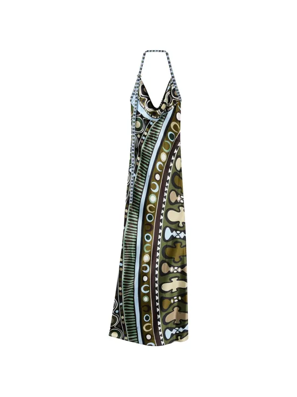 Printed Satin Long Dress - Pucci