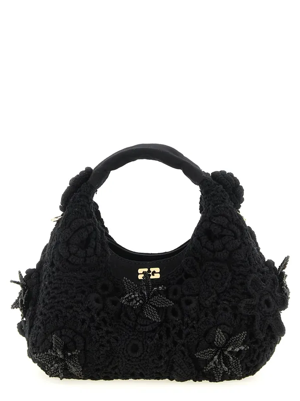 Mini Hobo Crochet Hand Bags Black - Ganni