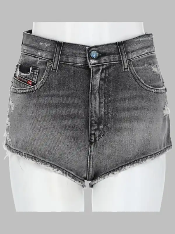 Shorts In Denim Con Orli Sfrangiati - Diesel