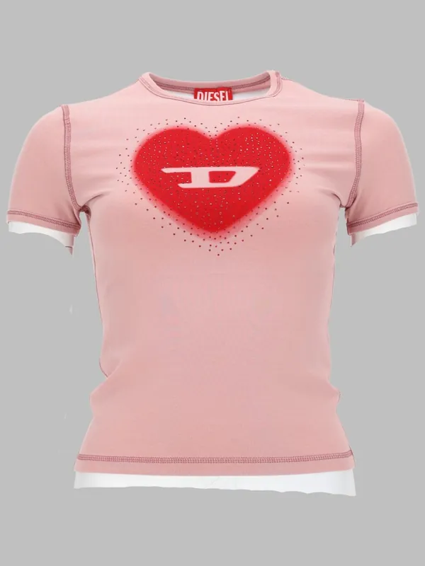 T-Shirt Con Stampa A Cuore E Borchie