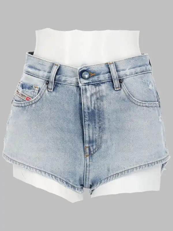 Shorts In Denim Con Orli Sfrangiati - Diesel