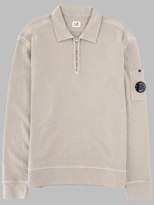 Felpa Con Colletto Polo E Zip - C.P. Company