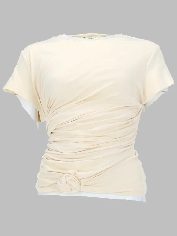 T-Shirt Drappeggiata Con Nodo Laterale