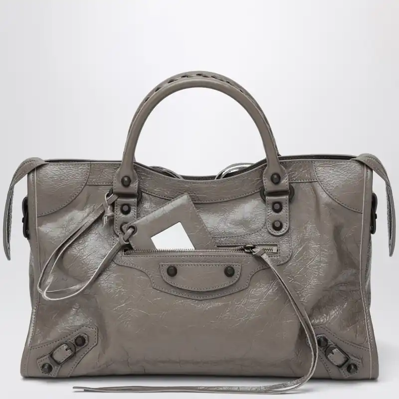 Le City Medium Handbag In Dark Walnut Leather - Balenciaga