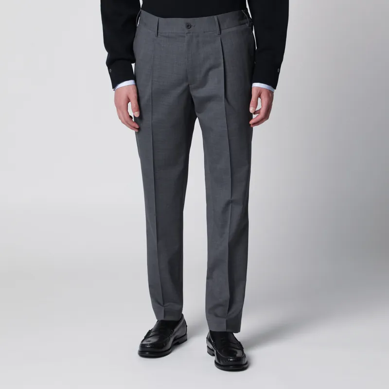 Dark Grey Trousers In Wool Blend - Santaniello