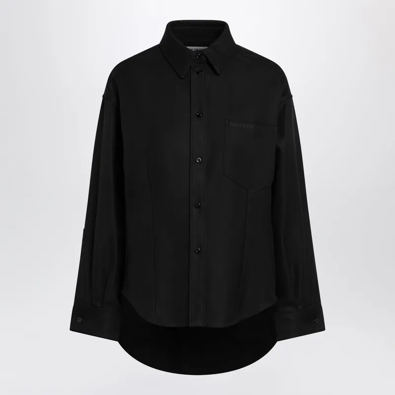 Classic Cocoon Shirt In Double Cotton, Black - Balenciaga