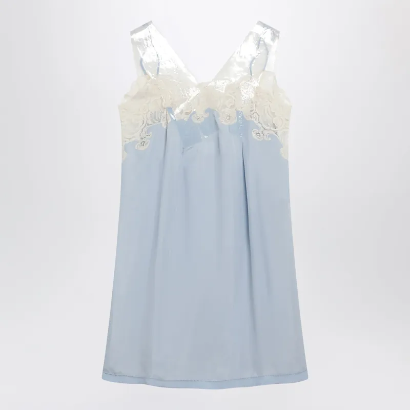 Taped Slip Dress In Cupro Light Blue - Maison Margiela