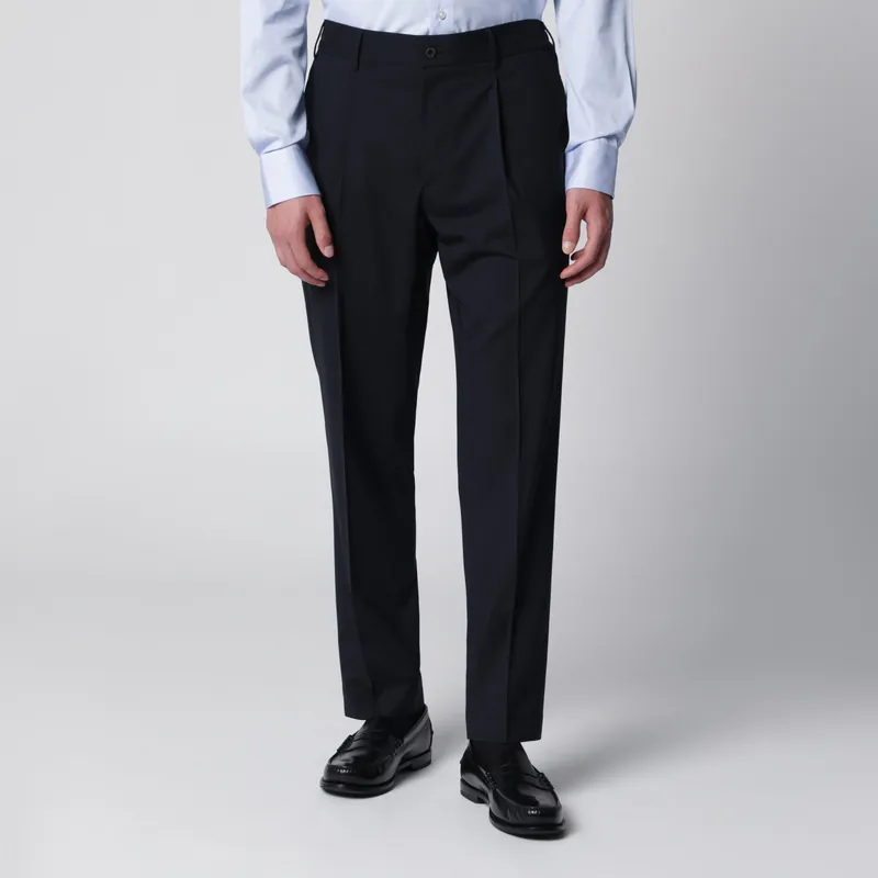 Blue Trousers In Wool Blend - Santaniello