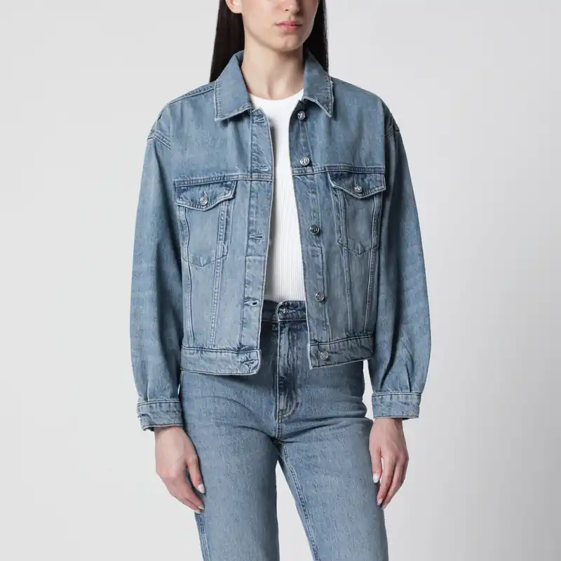 Quincy Washed Denim Jacket In Cascade Blue - Anine Bing