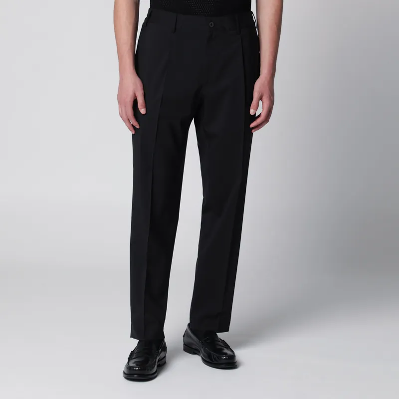 Black Trousers In Wool Blend - Santaniello