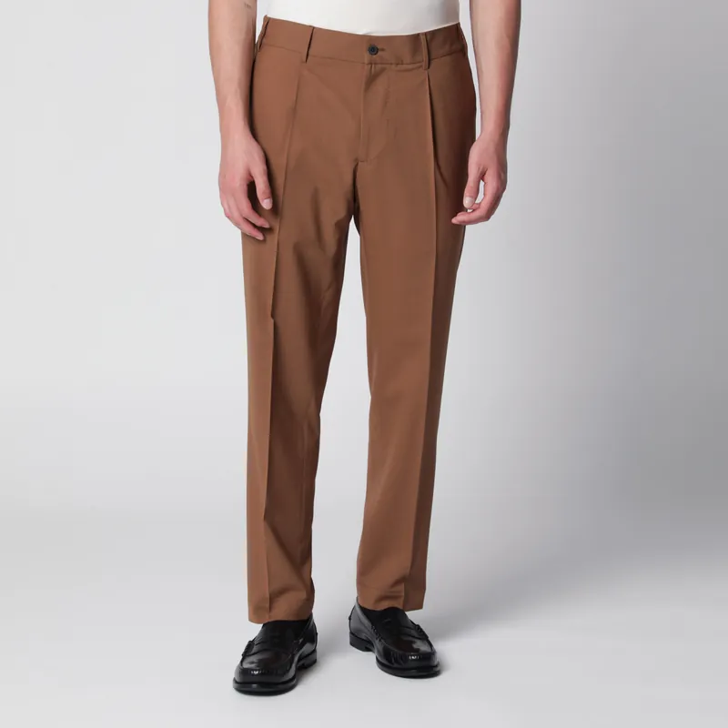 Siena Earth-Colored Trousers In Wool Blend