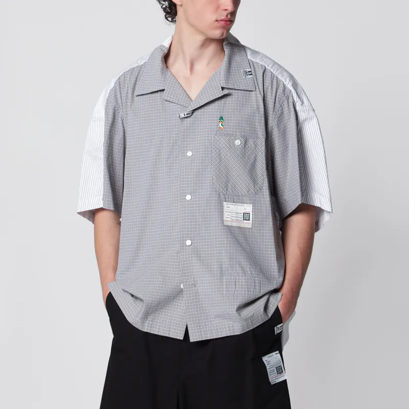 Grey Checked Cotton Layered Shirt - Maison Mihara Yasuhiro