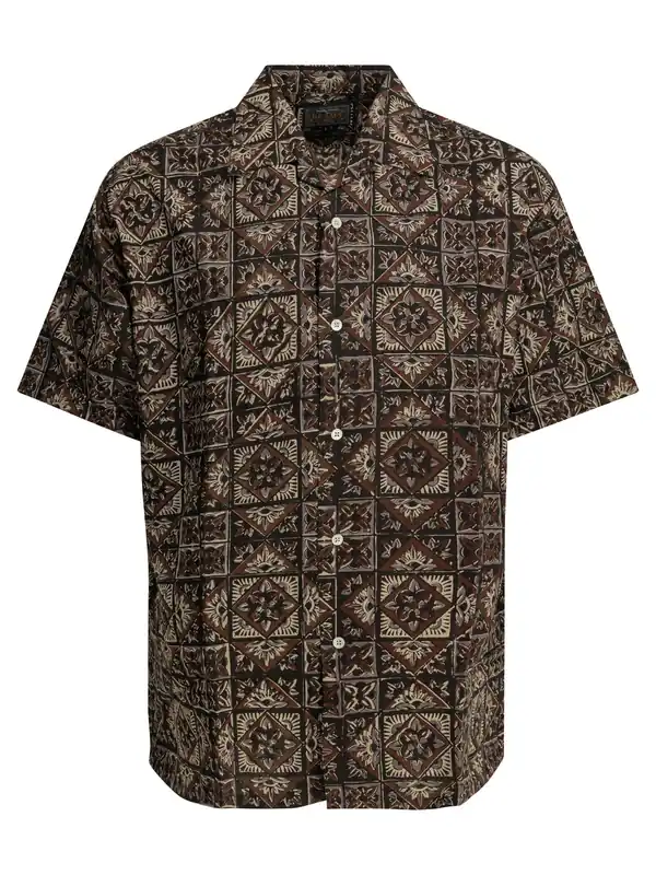Block Print Shirts Brown - Beams Plus