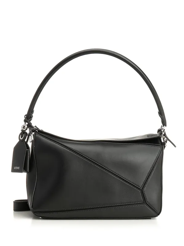 Puzzle Featherlight Shoulder Bags Black - Loewe