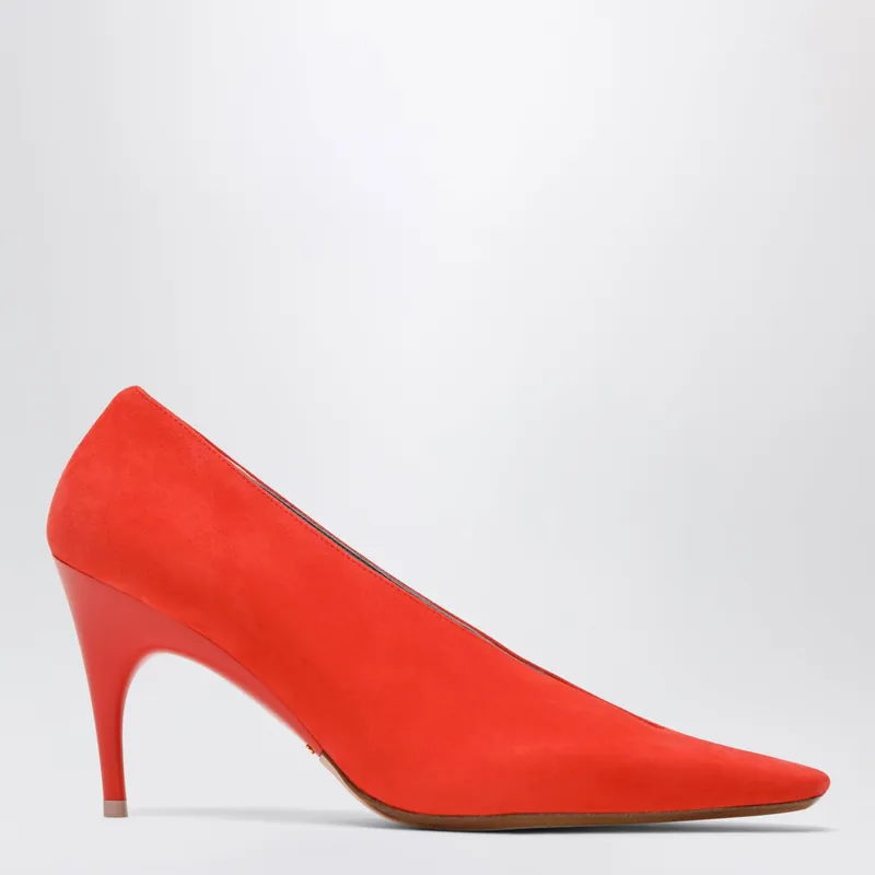 Duchesse 90 Mm Suede Goatskin Pumps In Tangerine - Balenciaga
